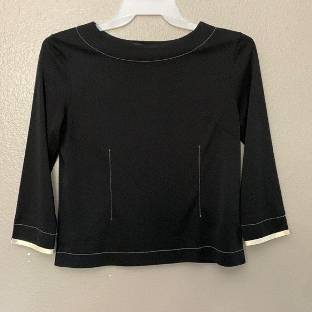 Clifford & Wills black top with white stitching. Size 10.